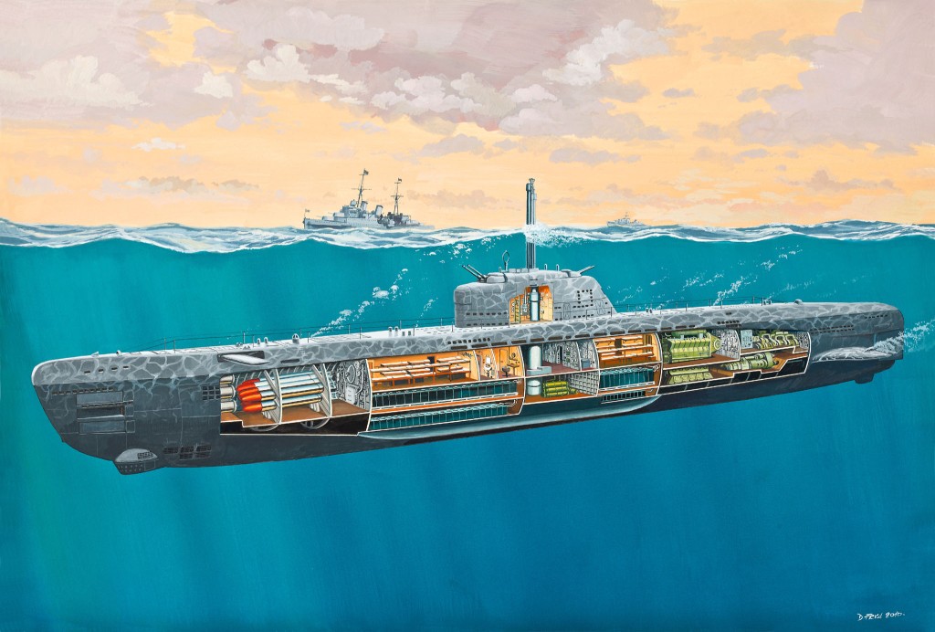 U-Boot Type XXI mit Interieur - Deutsches U-Boot Typ XXI mit Interieur