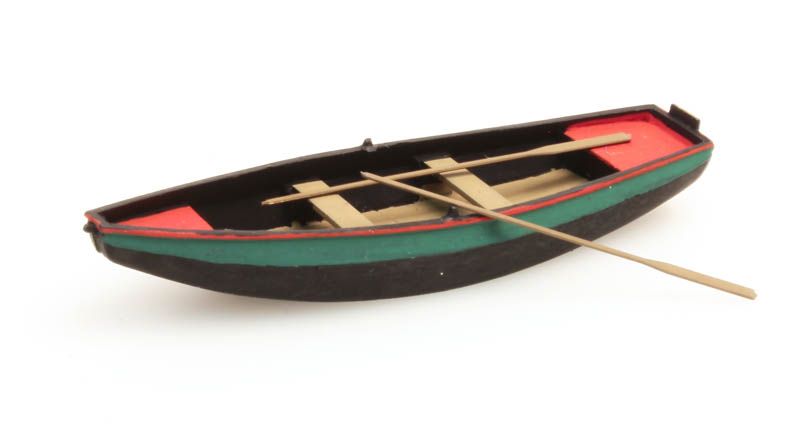 Ruderboot (Stahl)  grün 1 Stk - 1:87  Fertigmodell aus Resin, lackiert
